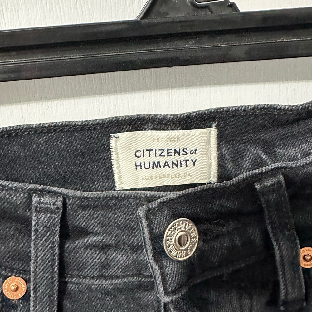 Citizens of Humanity high-rise slim jeans black-wash distress sz 23 new wi tags - Picture 3 of 8